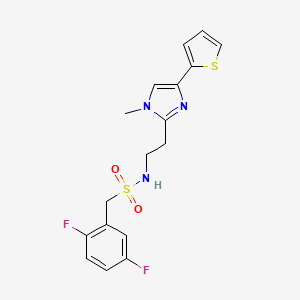 molecular formula C17H17F2N3O2S2 B2693114 1-(2,5-difluorophenyl)-N-(2-(1-methyl-4-(thiophen-2-yl)-1H-imidazol-2-yl)ethyl)methanesulfonamide CAS No. 1396765-15-3