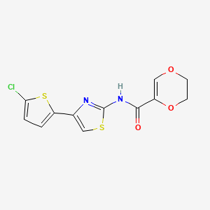 N-(4-(5-chlorothiophen-2-yl)thiazol-2-yl)-5,6-dihydro-1,4-dioxine-2-carboxamide