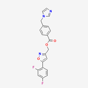 molecular formula C21H15F2N3O3 B2693155 (5-(2,4-二氟苯基)异噁唑-3-基)甲基 4-((1H-咪唑-1-基)甲基)苯甲酸酯 CAS No. 1209268-83-6