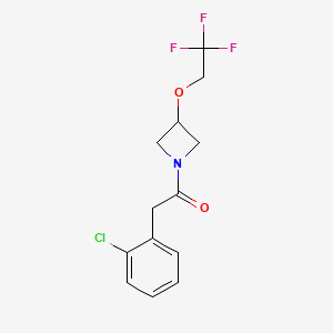 molecular formula C13H13ClF3NO2 B2693156 2-(2-氯苯基)-1-(3-(2,2,2-三氟乙氧基)氮杂环丁烷-1-基)乙酮 CAS No. 2034343-97-8