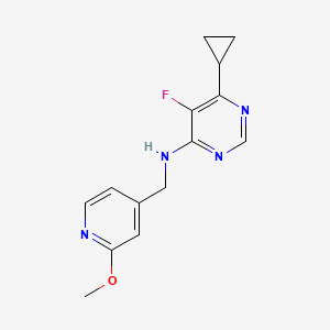 molecular formula C14H15FN4O B2693160 6-Cyclopropyl-5-fluoro-N-[(2-methoxypyridin-4-yl)methyl]pyrimidin-4-amine CAS No. 2415571-35-4