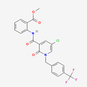 molecular formula C22H16ClF3N2O4 B2693171 Methyl 2-[({5-chloro-2-oxo-1-[4-(trifluoromethyl)benzyl]-1,2-dihydro-3-pyridinyl}carbonyl)amino]benzenecarboxylate CAS No. 242797-21-3