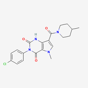 molecular formula C20H21ClN4O3 B2693189 3-(4-chlorophenyl)-5-methyl-7-(4-methylpiperidine-1-carbonyl)-1H-pyrrolo[3,2-d]pyrimidine-2,4(3H,5H)-dione CAS No. 921575-99-7