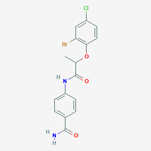 molecular formula C16H14BrClN2O3 B269319 4-{[2-(2-Bromo-4-chlorophenoxy)propanoyl]amino}benzamide 