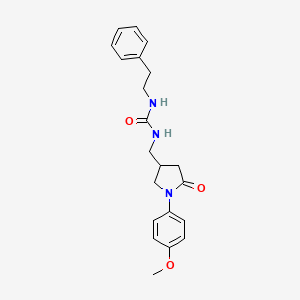 molecular formula C21H25N3O3 B2693196 1-((1-(4-Methoxyphenyl)-5-oxopyrrolidin-3-yl)methyl)-3-phenethylurea CAS No. 946351-74-2