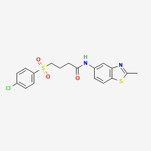 molecular formula C18H17ClN2O3S2 B2693197 4-((4-chlorophenyl)sulfonyl)-N-(2-methylbenzo[d]thiazol-5-yl)butanamide CAS No. 941951-02-6