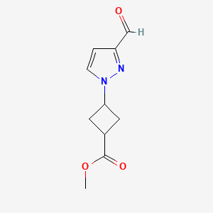 molecular formula C10H12N2O3 B2693198 Methyl 3-(3-formylpyrazol-1-yl)cyclobutane-1-carboxylate CAS No. 2253619-79-1