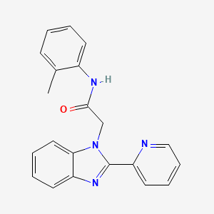 molecular formula C21H18N4O B2693202 2-(2-(pyridin-2-yl)-1H-benzo[d]imidazol-1-yl)-N-(o-tolyl)acetamide CAS No. 1105240-29-6