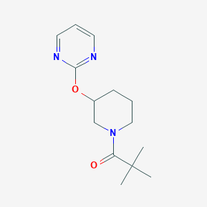 molecular formula C14H21N3O2 B2693206 2,2-Dimethyl-1-(3-(pyrimidin-2-yloxy)piperidin-1-yl)propan-1-one CAS No. 2034278-18-5