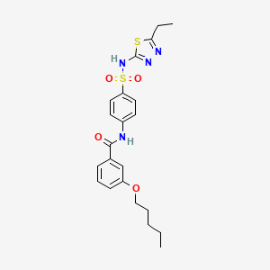 molecular formula C22H26N4O4S2 B2693216 N-(4-(N-(5-ethyl-1,3,4-thiadiazol-2-yl)sulfamoyl)phenyl)-3-(pentyloxy)benzamide CAS No. 899351-46-3