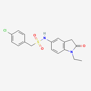molecular formula C17H17ClN2O3S B2693217 1-(4-氯苯基)-N-(1-乙基-2-氧代吲哚-5-基)甲磺酰胺 CAS No. 921536-67-6