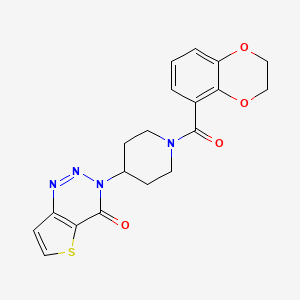 molecular formula C19H18N4O4S B2693233 3-(1-(2,3-二氢苯并[b][1,4]二氧杂环戊-5-甲酰基)哌啶-4-基)噻吩并[3,2-d][1,2,3]三嗪-4(3H)-酮 CAS No. 2034381-53-6