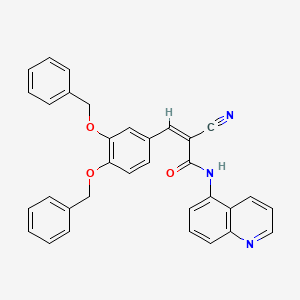 molecular formula C33H25N3O3 B2693242 (Z)-3-[3,4-bis(phenylmethoxy)phenyl]-2-cyano-N-quinolin-5-ylprop-2-enamide CAS No. 474072-60-1