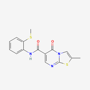 molecular formula C15H13N3O2S2 B2693248 2-methyl-N-(2-(methylthio)phenyl)-5-oxo-5H-thiazolo[3,2-a]pyrimidine-6-carboxamide CAS No. 896339-21-2