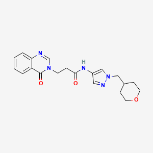 3-(4-oxoquinazolin-3(4H)-yl)-N-(1-((tetrahydro-2H-pyran-4-yl)methyl)-1H-pyrazol-4-yl)propanamide