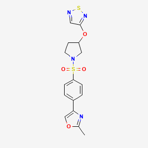 molecular formula C16H16N4O4S2 B2693274 3-({1-[4-(2-甲基-1,3-噁唑-4-基)苯磺酰]吡咯烷-3-基}氧基)-1,2,5-噻二唑 CAS No. 2097913-28-3