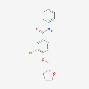 molecular formula C18H18BrNO3 B269328 3-bromo-N-phenyl-4-(tetrahydro-2-furanylmethoxy)benzamide 
