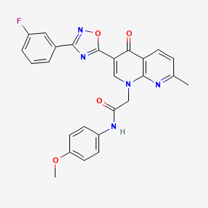 molecular formula C26H20FN5O4 B2693288 N-(sec-butyl)-2-{3-[(3-isopropyl-1,2,4-oxadiazol-5-yl)methyl]-8-methyl-4-oxo-3,4-dihydro-5H-pyrimido[5,4-b]indol-5-yl}acetamide CAS No. 1030132-80-9