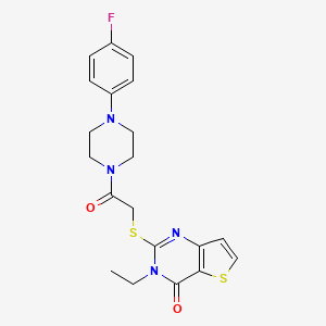 molecular formula C20H21FN4O2S2 B2693297 3-ethyl-2-({2-[4-(4-fluorophenyl)piperazin-1-yl]-2-oxoethyl}sulfanyl)thieno[3,2-d]pyrimidin-4(3H)-one CAS No. 1252928-60-1