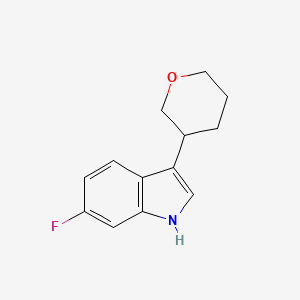 molecular formula C13H14FNO B2693299 6-Fluoro-3-(tetrahydro-2H-pyran-3-yl)-1H-indole CAS No. 1707710-38-0