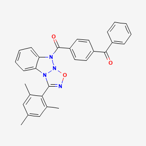 molecular formula C30H24N4O3 B2693307 Phenyl-[4-[1-(2,4,6-trimethylphenyl)-[1,2,3,5]oxatriazolo[3,2-a]benzotriazole-5-carbonyl]phenyl]methanone CAS No. 313275-49-9