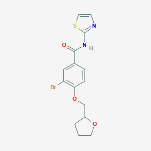 molecular formula C15H15BrN2O3S B269331 3-bromo-4-(tetrahydro-2-furanylmethoxy)-N-(1,3-thiazol-2-yl)benzamide 