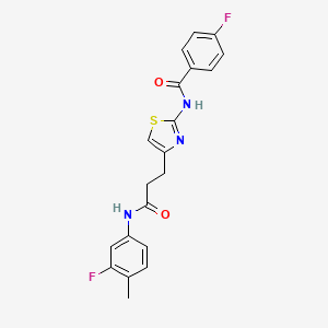 4-fluoro-N-(4-(3-((3-fluoro-4-methylphenyl)amino)-3-oxopropyl)thiazol-2-yl)benzamide