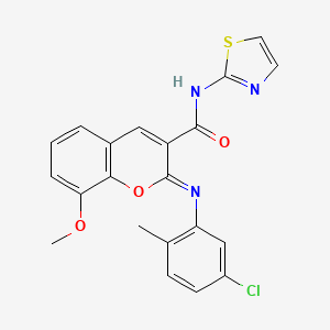molecular formula C21H16ClN3O3S B2693328 (2Z)-2-[(5-chloro-2-methylphenyl)imino]-8-methoxy-N-(1,3-thiazol-2-yl)-2H-chromene-3-carboxamide CAS No. 1327181-61-2