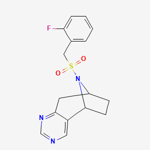 molecular formula C16H16FN3O2S B2693332 (5R,8S)-10-((2-fluorobenzyl)sulfonyl)-6,7,8,9-tetrahydro-5H-5,8-epiminocyclohepta[d]pyrimidine CAS No. 2201581-29-3