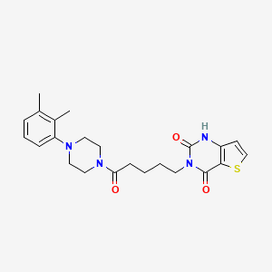 molecular formula C23H28N4O3S B2693334 3-[5-[4-(2,3-dimethylphenyl)piperazin-1-yl]-5-oxopentyl]-1H-thieno[3,2-d]pyrimidine-2,4-dione CAS No. 866349-17-9