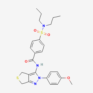 molecular formula C25H30N4O4S2 B2693343 4-(N,N-dipropylsulfamoyl)-N-(2-(4-methoxyphenyl)-4,6-dihydro-2H-thieno[3,4-c]pyrazol-3-yl)benzamide CAS No. 392254-63-6