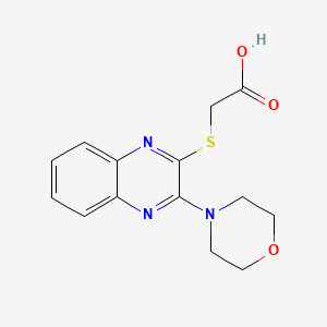 molecular formula C14H15N3O3S B2693346 2-{[3-(吗啉-4-基)喹喔啉-2-基]硫代}乙酸 CAS No. 893725-53-6