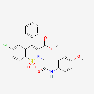 molecular formula C25H21ClN2O6S B2693348 methyl 6-chloro-2-(2-((4-methoxyphenyl)amino)-2-oxoethyl)-4-phenyl-2H-benzo[e][1,2]thiazine-3-carboxylate 1,1-dioxide CAS No. 1114658-53-5