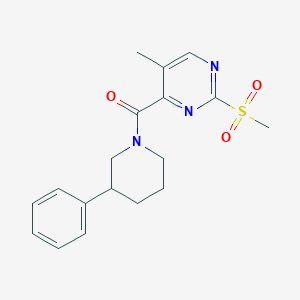 molecular formula C18H21N3O3S B2693351 (5-Methyl-2-methylsulfonylpyrimidin-4-yl)-(3-phenylpiperidin-1-yl)methanone CAS No. 2223944-30-5
