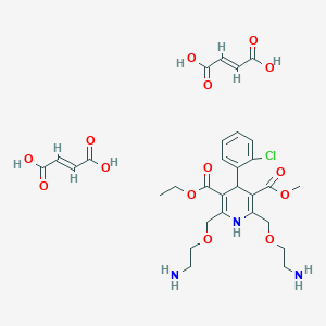 molecular formula C30H38ClN3O14 B2693352 (E)-But-2-enedioic acid;5-O-ethyl 3-O-methyl 2,6-bis(2-aminoethoxymethyl)-4-(2-chlorophenyl)-1,4-dihydropyridine-3,5-dicarboxylate CAS No. 2138835-25-1