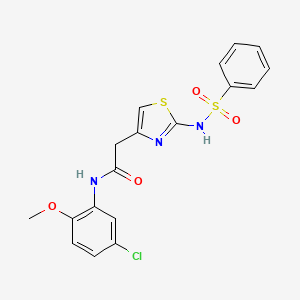 molecular formula C18H16ClN3O4S2 B2693362 N-(5-chloro-2-methoxyphenyl)-2-(2-(phenylsulfonamido)thiazol-4-yl)acetamide CAS No. 922026-20-8