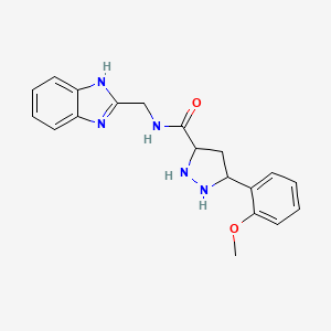 molecular formula C19H17N5O2 B2693368 N-[(1H-1,3-苯并二唑-2-基)甲基]-5-(2-甲氧基苯基)-1H-吡唭-3-羧酰胺 CAS No. 1239482-89-3