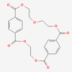 molecular formula C22H20O9 B2693377 3,6,13,16,19-Pentaoxatricyclo[19.2.2.28,11]heptacosa-8,10,21,23,24,26-hexaene-2,7,12,20-tetrone CAS No. 29278-57-7