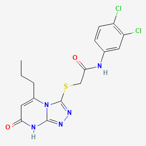 molecular formula C16H15Cl2N5O2S B2693382 N-(3,4-dichlorophenyl)-2-((7-oxo-5-propyl-7,8-dihydro-[1,2,4]triazolo[4,3-a]pyrimidin-3-yl)thio)acetamide CAS No. 891126-51-5