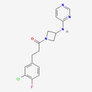 3-(3-Chloro-4-fluorophenyl)-1-{3-[(pyrimidin-4-yl)amino]azetidin-1-yl}propan-1-one
