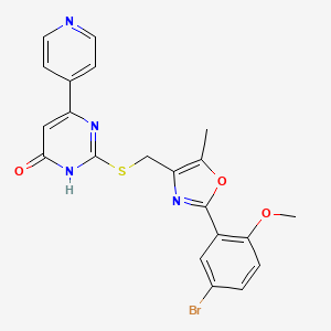 2-(((2-(5-Bromo-2-methoxyphenyl)-5-methyloxazol-4-yl)methyl)thio)-6-(pyridin-4-yl)pyrimidin-4-ol