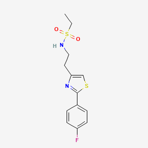 molecular formula C13H15FN2O2S2 B2693408 N-(2-(2-(4-氟苯基)噻唑-4-基)乙基)乙烷磺酰胺 CAS No. 941900-93-2