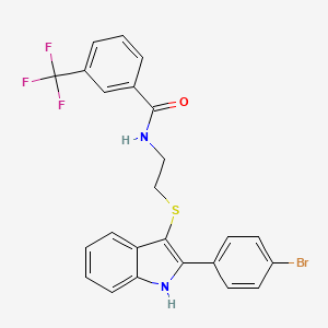 molecular formula C24H18BrF3N2OS B2693413 N-[2-[[2-(4-bromophenyl)-1H-indol-3-yl]sulfanyl]ethyl]-3-(trifluoromethyl)benzamide CAS No. 1022579-52-7