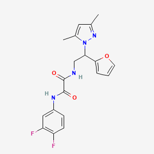 molecular formula C19H18F2N4O3 B2693416 N1-(3,4-difluorophenyl)-N2-(2-(3,5-dimethyl-1H-pyrazol-1-yl)-2-(furan-2-yl)ethyl)oxalamide CAS No. 2034543-70-7
