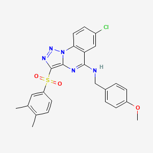 molecular formula C25H22ClN5O3S B2693419 7-chloro-3-((3,4-dimethylphenyl)sulfonyl)-N-(4-methoxybenzyl)-[1,2,3]triazolo[1,5-a]quinazolin-5-amine CAS No. 893788-00-6