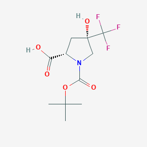 molecular formula C11H16F3NO5 B2693426 (2S,4S)-1-(tert-Butoxycarbonyl)-4-hydroxy-4-(trifluoromethyl)pyrrolidine-2-carboxylic acid CAS No. 2137135-87-4