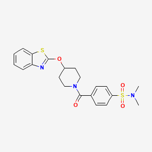 molecular formula C21H23N3O4S2 B2693427 4-(4-(苯并[d]噻唑-2-基氧)哌啶-1-甲酰)-N,N-二甲基苯磺酰胺 CAS No. 1251563-35-5