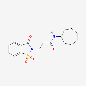 molecular formula C17H22N2O4S B2693428 N-cycloheptyl-3-(1,1,3-trioxo-1,2-benzothiazol-2-yl)propanamide CAS No. 899757-16-5