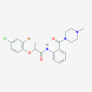 molecular formula C21H23BrClN3O3 B269343 2-(2-bromo-4-chlorophenoxy)-N-{2-[(4-methyl-1-piperazinyl)carbonyl]phenyl}propanamide 