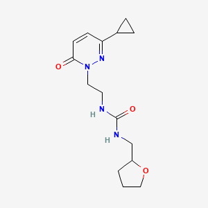 molecular formula C15H22N4O3 B2693430 1-(2-(3-cyclopropyl-6-oxopyridazin-1(6H)-yl)ethyl)-3-((tetrahydrofuran-2-yl)methyl)urea CAS No. 2034267-15-5